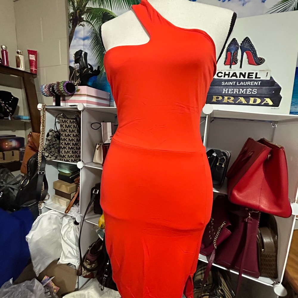 One-Shoulder Red Dress
